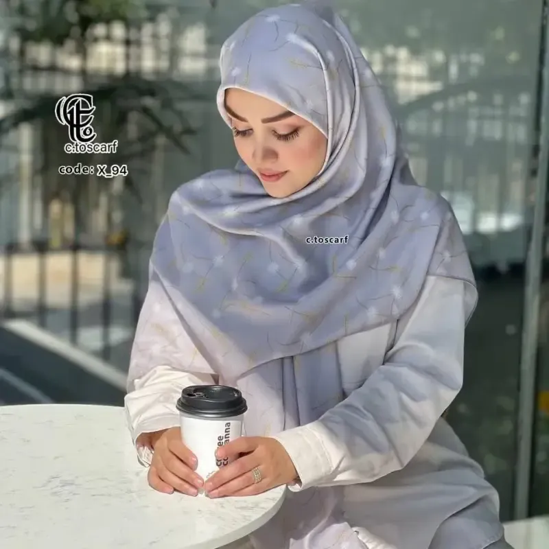 روسری نخ کاستوم قواره دار 140 طرح تارا دور چرخ دوز - تصویر 5