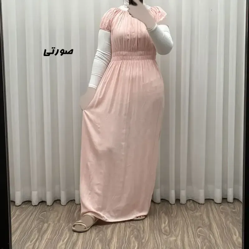 پیراهن ساحلی نخی زنانه و دخترانه آستین کوتاه فری سایز مدل باربی - تصویر 4