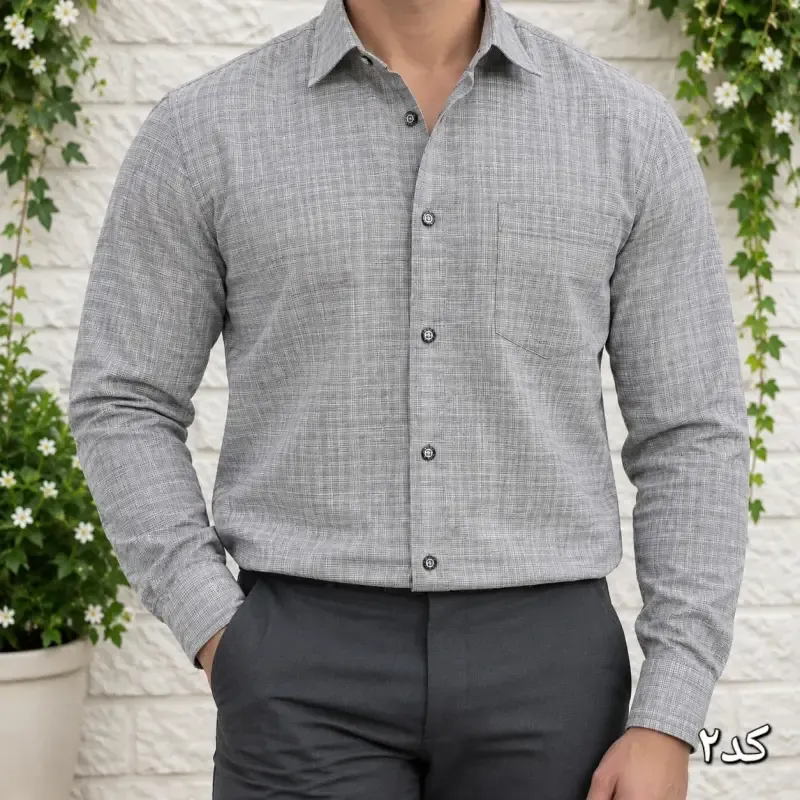 پیراهن آستین بلند مردانه چهارخانه ریز بنگال کش تک جیب سایز L تا 2XL - تصویر 5