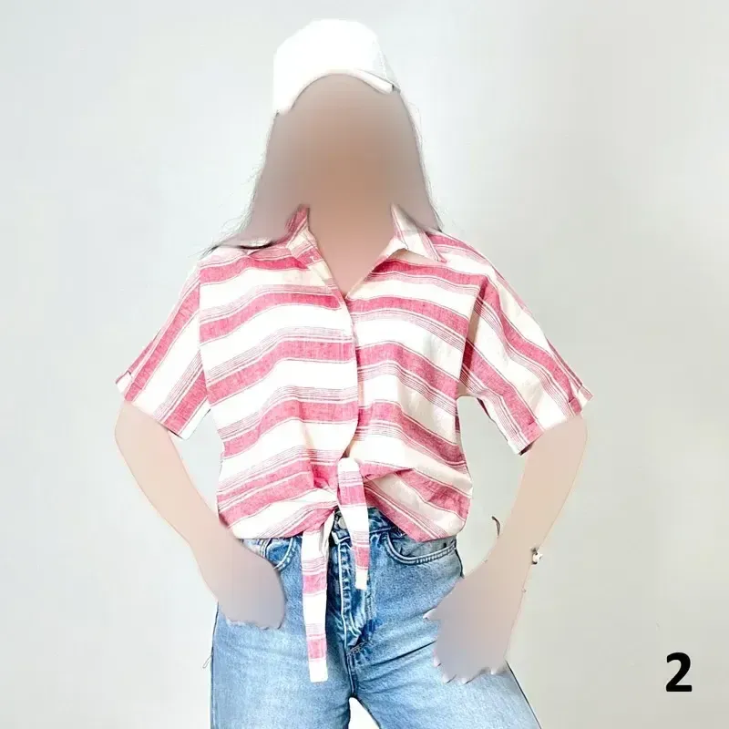 شومیز گره ای نخی آستین سه ربع - تصویر 7