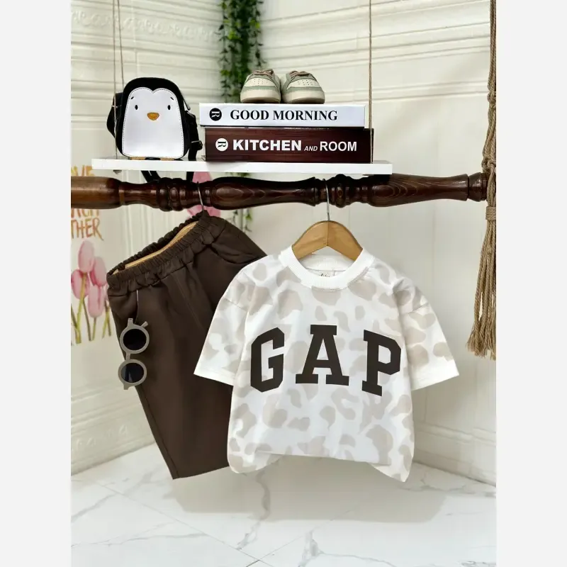 ست تیشرت و شلوارک دخترانه GAP نخ پنبه و کتان مناسب 2 تا 8 سال - تصویر 3