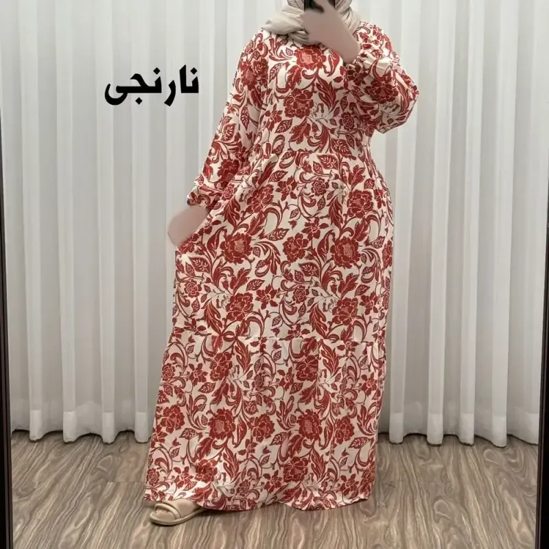 پیراهن فلور بوگاتی مدل ایوبی فری سایز زنانه تا سایز 46 چهارفصل شیک و راحت با کمربند سایه نمیاندازد - تصویر 7