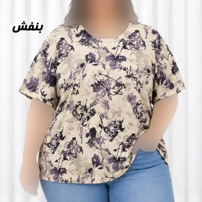 تیشرت زنانه سایز بزرگ جنس کرپ کمربنددار فری سایز مناسب تا سایز 50 - تصویر 5