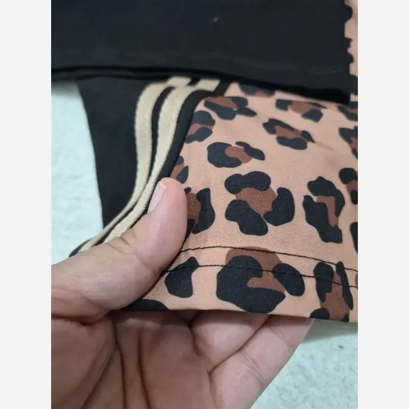 ست کراپ شلوار دخترانه طرح پلنگی آستین کوتاه پنبه بوگاتی سایز 45 تا 60 - تصویر 15