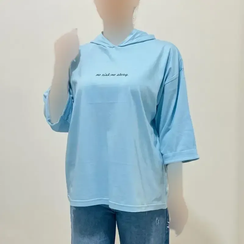 تیشرت باکسی کلاهدار چاپی نخ پنبه لش - تصویر 7