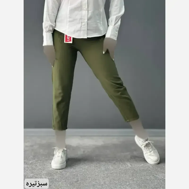 شلوار جین مام فیت زنانه پشت کمر کش رنگی سایز 36 تا 46 - تصویر 13