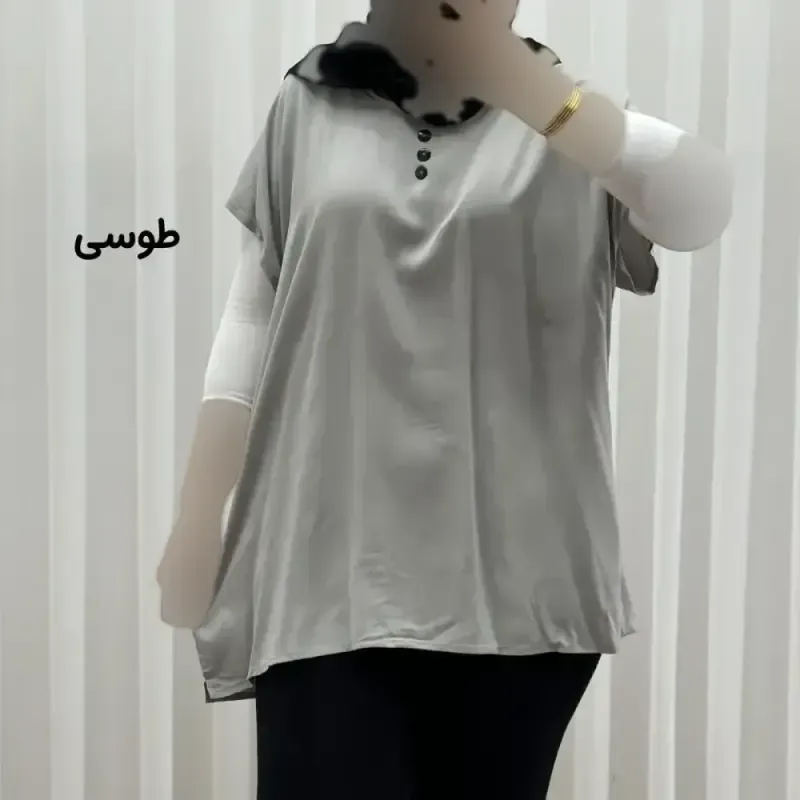 تاپ زنانه نخی ساده سایز بزرگ فری سایز مناسب تا سایز 54 - تصویر 7