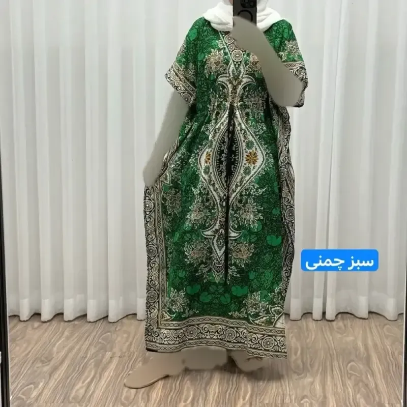 پیراهن پانچ زنانه سیلک هندی فری سایز مناسب تا 54 با قابلیت تنظیم سایز (گتدار) - تصویر 4