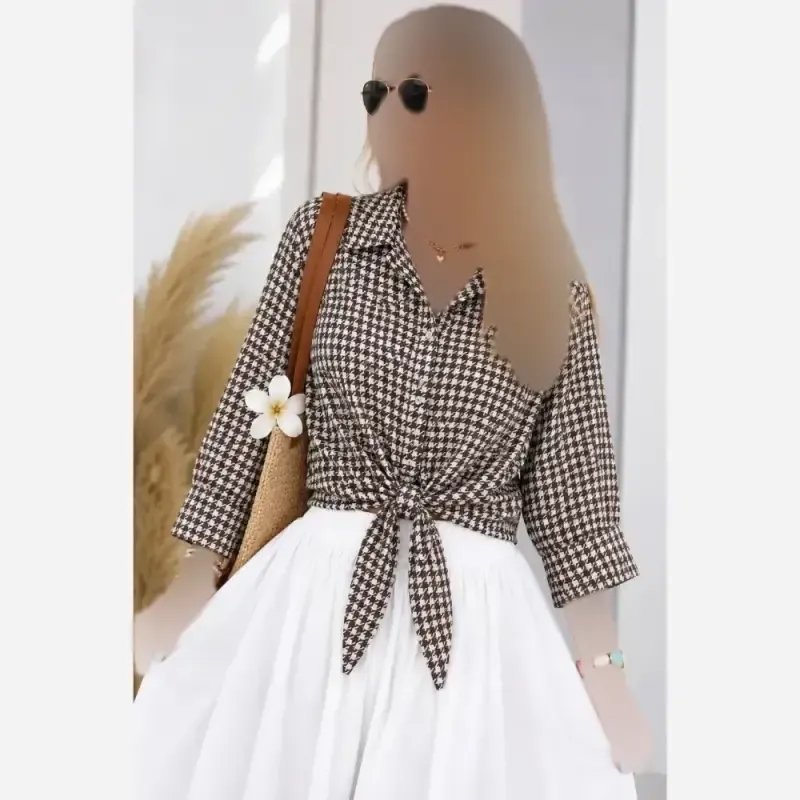 شومیز گره ای جنس الیزه درجه یک مناسب سایز 38 تا 50 - تصویر 16