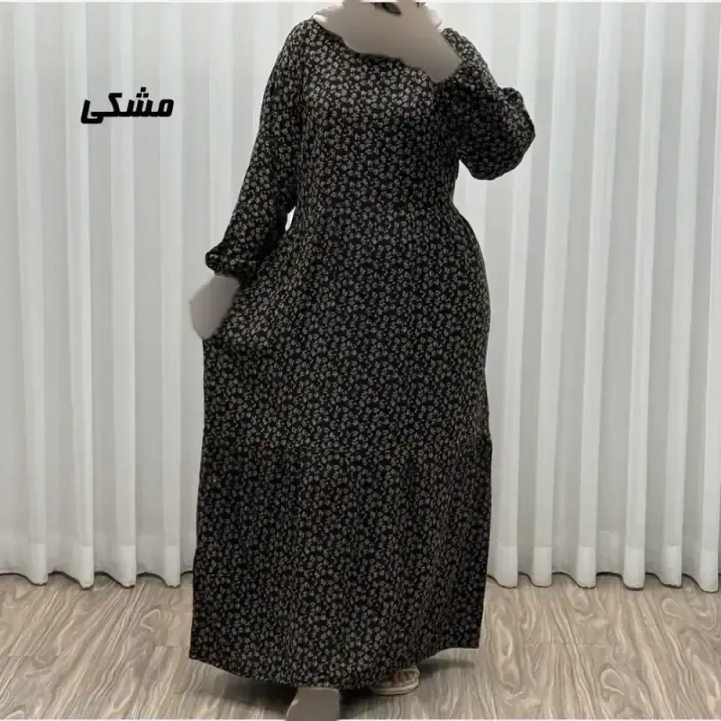 پیراهن ساحلی زنانه نخی گلریز فری سایز مناسب تا سایز 46 با کمربند - تصویر 2