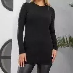 زیر سارافونی آستین دار نخی اسپان رنگ مشکی سایز 1 و 2 - تصویر 2