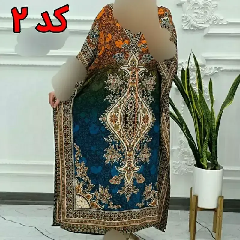پیراهن سیلک هندی فری سایز تا 54 قد 130 دور سینه 150 کمربنددار چهارفصل شیک راحت بدون آبرفت و رنگ رفت - تصویر 2
