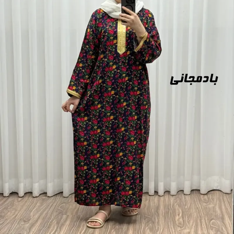 پیراهن ساحلی زنانه ترکمنستان طلاکوب گل ریز فری سایز تا 54 جنس نخی چهارفصل شیک - تصویر 7
