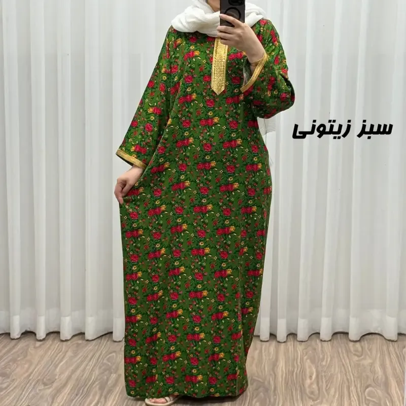 پیراهن ساحلی زنانه ترکمنستان طلاکوب گل ریز فری سایز تا 54 جنس نخی چهارفصل شیک - تصویر 8