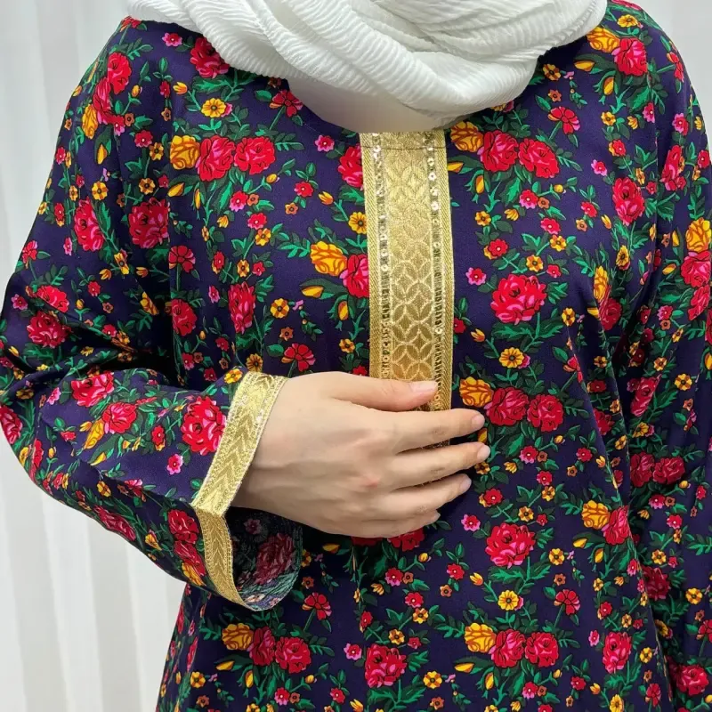 پیراهن ساحلی زنانه ترکمنستان طلاکوب گل ریز فری سایز تا 54 جنس نخی چهارفصل شیک - تصویر 11