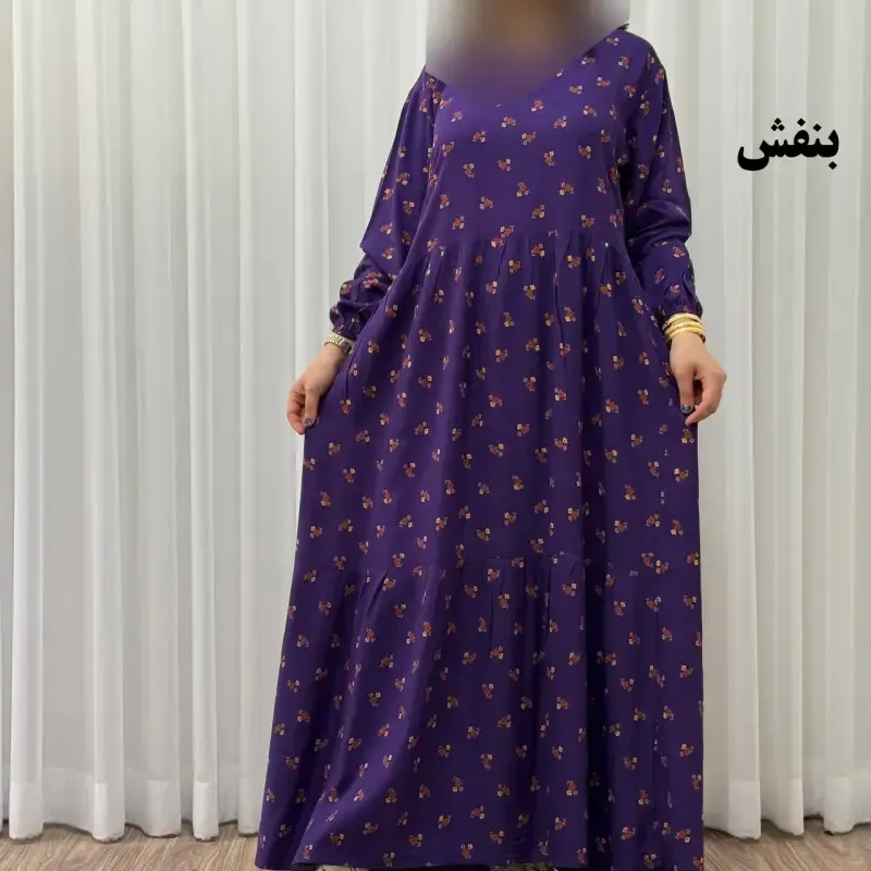 پیراهن ساحلی زنانه گلریز نخی فری سایز تا 48 آیدایی کمربند دار شیک و راحت چهارفصل - تصویر 6