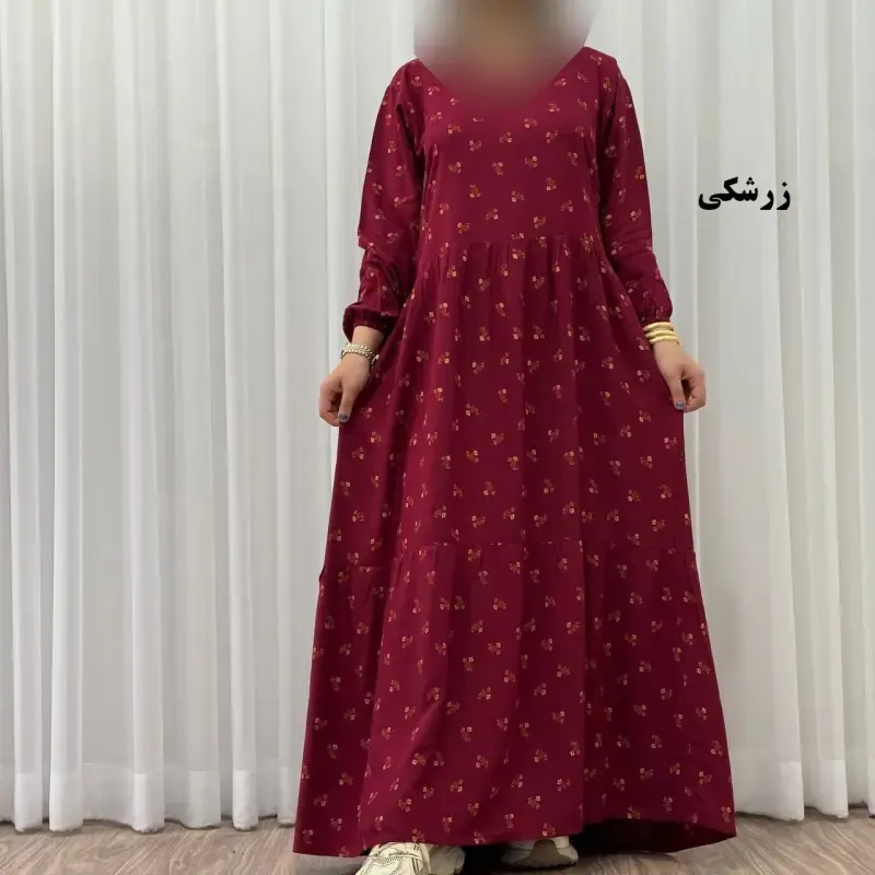 پیراهن ساحلی زنانه گلریز نخی فری سایز تا 48 آیدایی کمربند دار شیک و راحت چهارفصل - تصویر 5