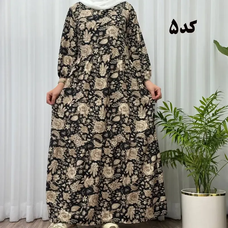 پیراهن ساحلی زنانه بوگاتی مدل دنیا فری سایز تا سایز 50 جنس فلور بوگاتی کمربنددار بدون بدن نما - تصویر 3