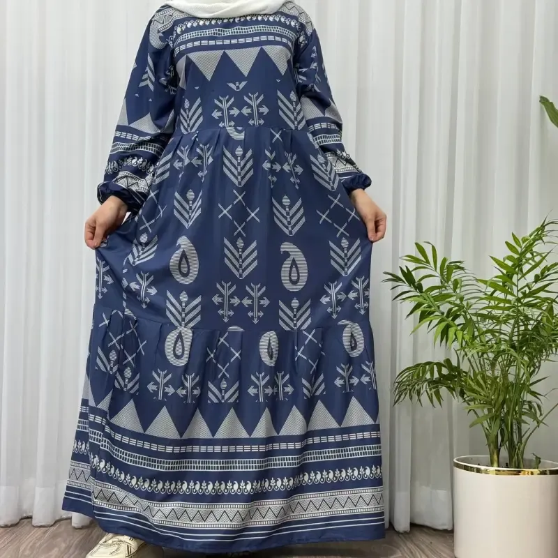 پیراهن ساحلی زنانه بوگاتی مدل ترمه آسمانی فری سایز تا 48 آبرفت و رنگ رفت ندارد - تصویر 7