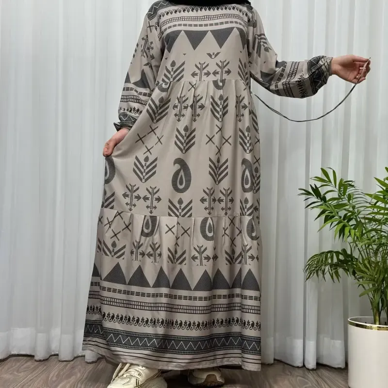 پیراهن ساحلی زنانه بوگاتی مدل ترمه آسمانی فری سایز تا 48 آبرفت و رنگ رفت ندارد - تصویر 5