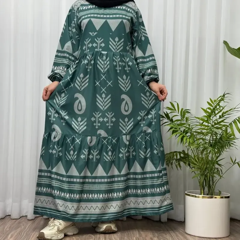 پیراهن ساحلی زنانه بوگاتی مدل ترمه آسمانی فری سایز تا 48 آبرفت و رنگ رفت ندارد - تصویر 3