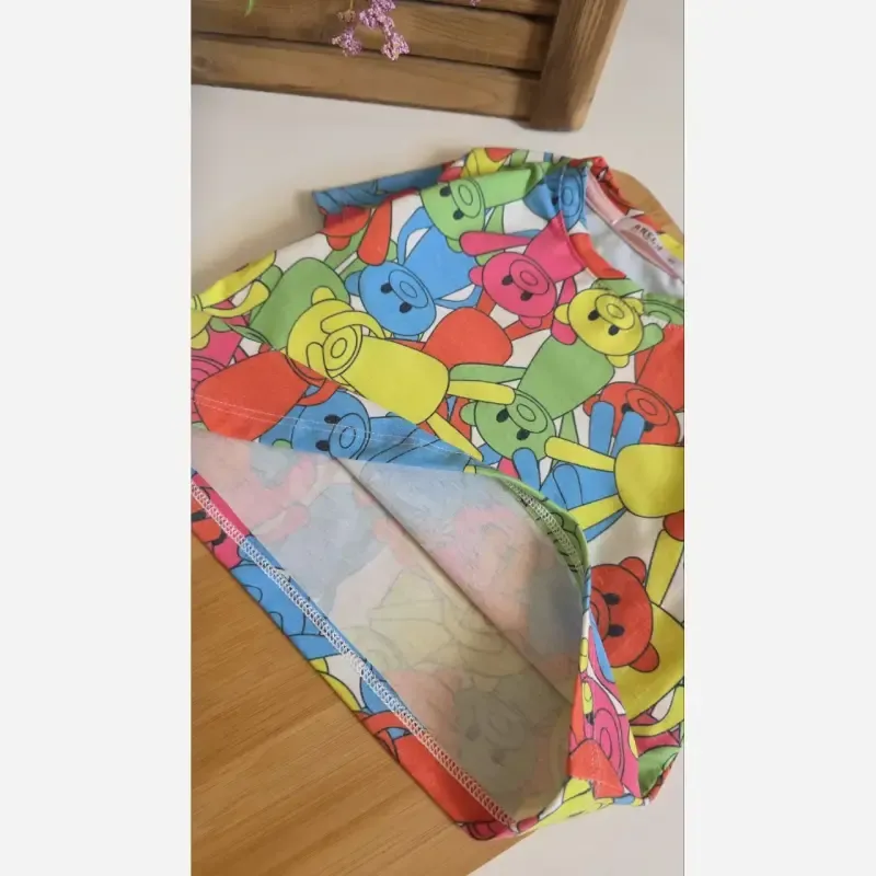 کراپ دخترانه نخ و پنبه طرح بابونه مناسب 2 تا 12 سال سایز 40 تا 60 - تصویر 2