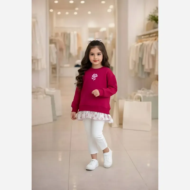 تونیک دخترانه طرح فلاور جنس دورس پنبه مناسب 2 تا 8 سال - تصویر 4