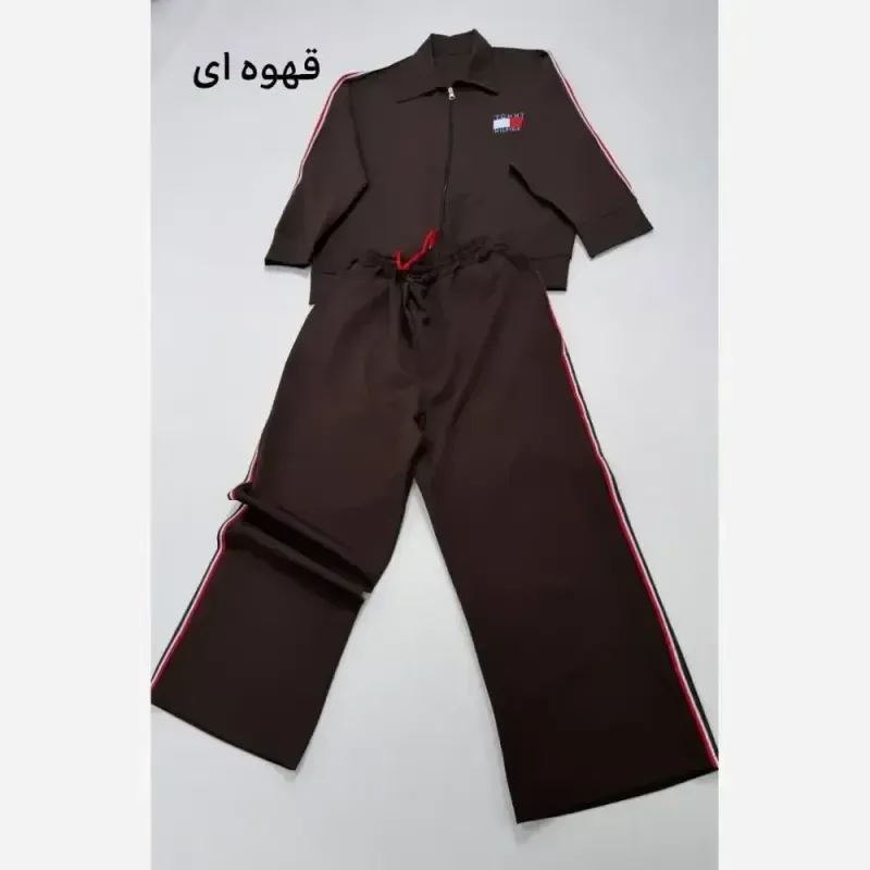 ست سویشرت شلوار زنانه مدل Tommy جنس دبل مازراتی رنگ مشکی سورمه ای موکا فری سایز - تصویر 11