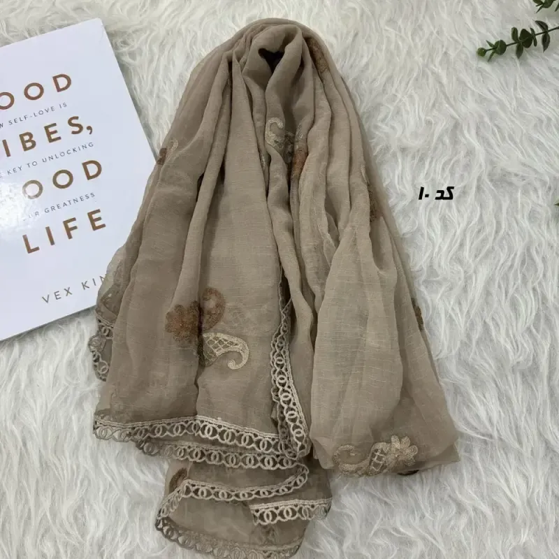 شال حریر مزونی قواره بزرگ ابعاد 190 در 80 سانتیمتر کد 1959 - تصویر 7