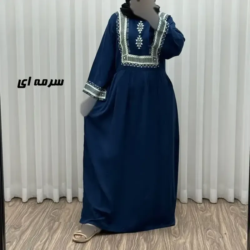 پیراهن ساحلی نخی زنانه مدل سرخپوستی فری سایز مناسب تا 44 با کمربند - تصویر 6