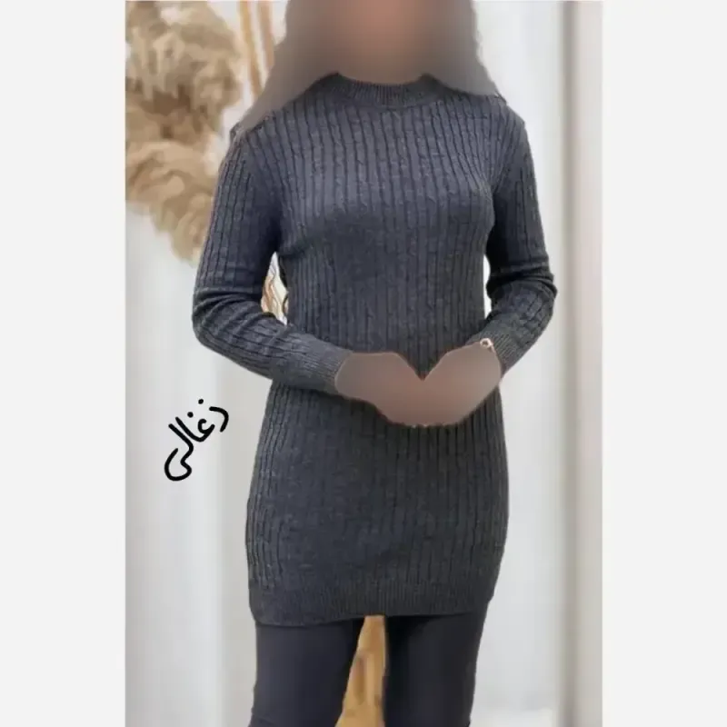 تونیک بافت گپ زنانه ماهلین فری سایز الیاف آکریلیک ترک قد 85 سانت - تصویر 4