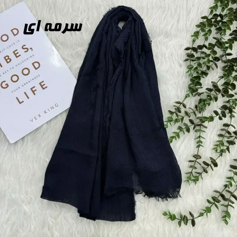 شال ساده دوردوز سوپر کنفی نخی قواره 185 در 60 سانت - تصویر 5
