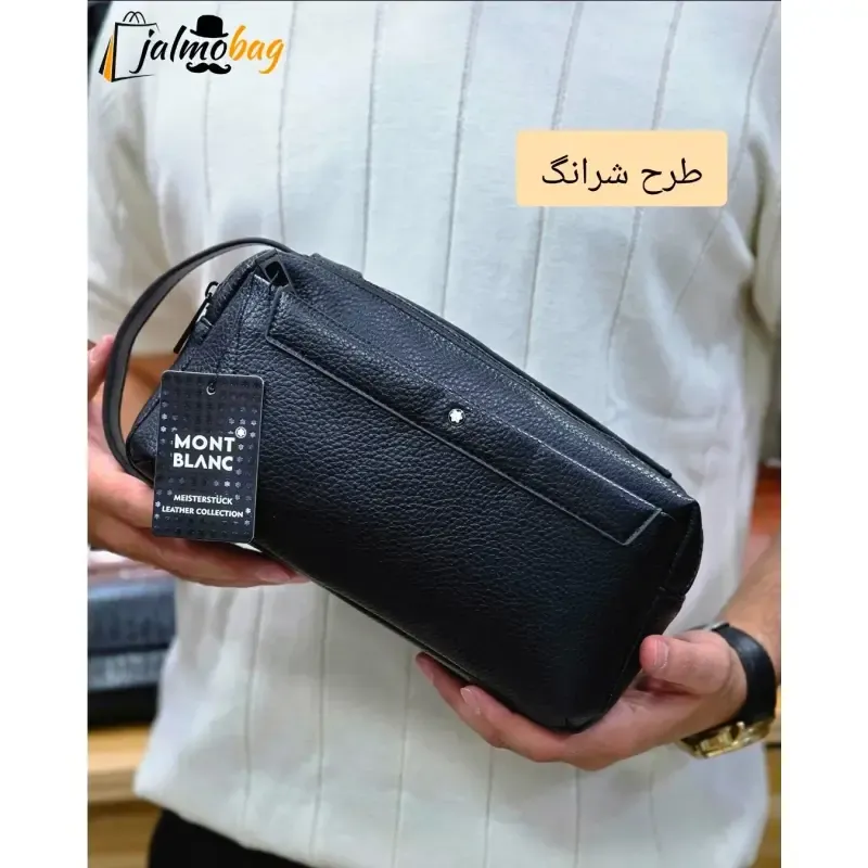 کیف دستی مردانه مونت بلانک چرم دوحالته چهار زیپ مدل دبل فیس - تصویر 3