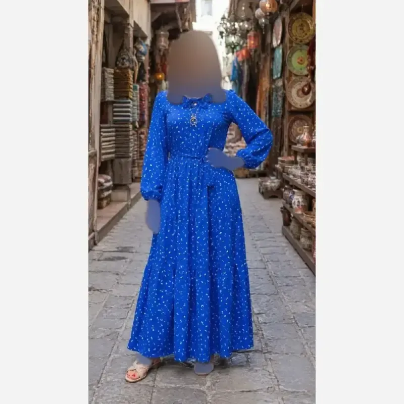 پیراهن ساحلی زنانه کرپ پفکی فری سایز 38 تا 50 - تصویر 3