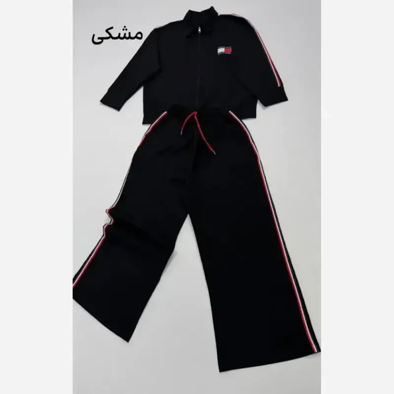 ست سویشرت شلوار زنانه مدل Tommy جنس دبل مازراتی رنگ مشکی سورمه ای موکا فری سایز - تصویر 3