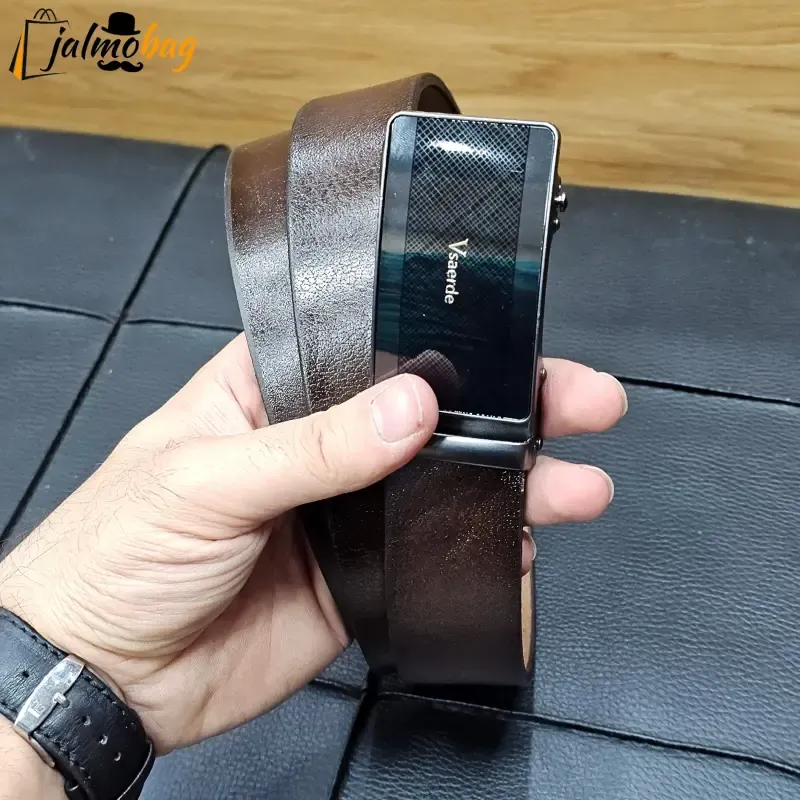 کمربند ریلی چرم طبیعی گاوی 3.5 سانت طول 125 سانتی متر سگک خارجی - تصویر 7
