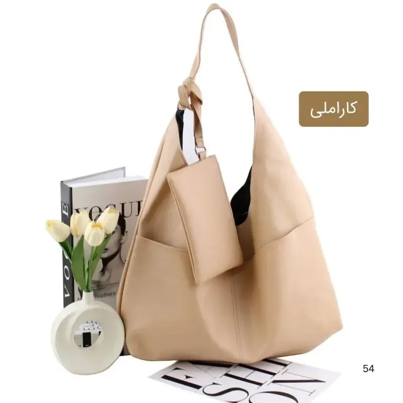 کیف زنانه چرم مصنوعی روزمره و دانشگاهی سه جیب بیرونی - تصویر 6