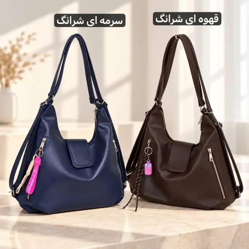 کیف دو کاره دستی و کوله پشتی دخترانه چرم مصنوعی روزمره مدرسه و دانشگاه ابعاد 36 در 35 سانتیمتر - تصویر 8