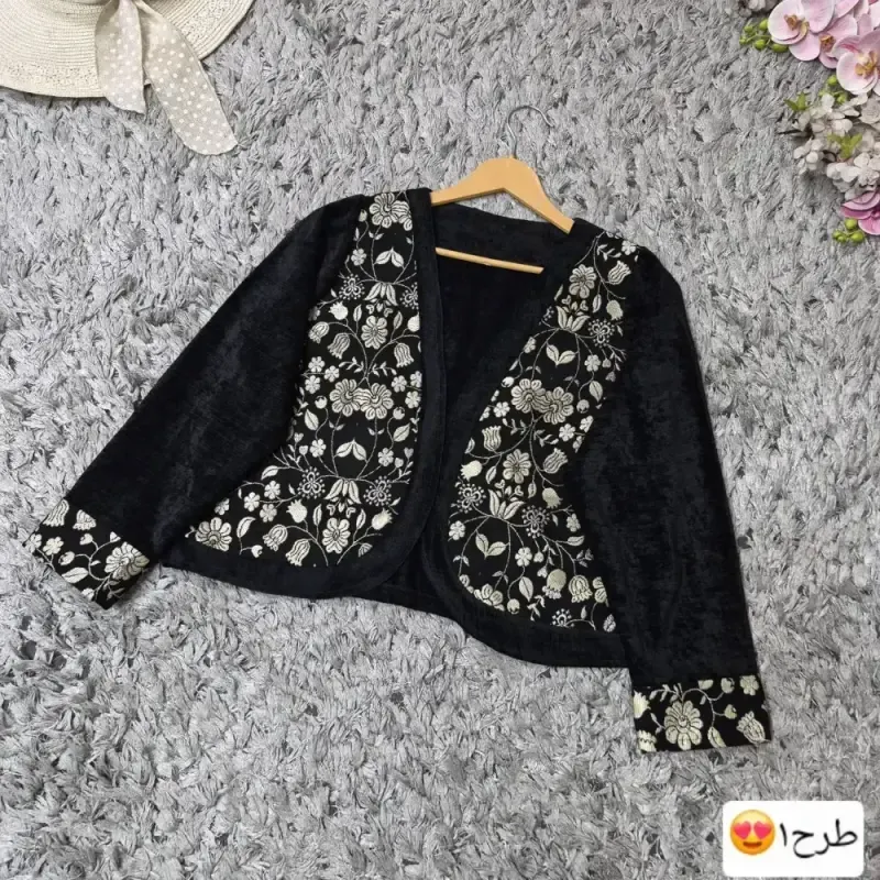 کت تک زنانه مخمل خرجکار هندی مدل نیلناز فری سایز - تصویر 4