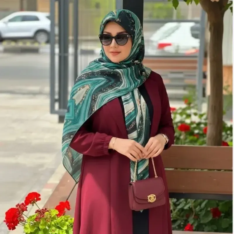 روسری نخی کاستوم طرح رزین سیتو قواره بزرگ 140سانت شیک و خوش ایست - تصویر 15