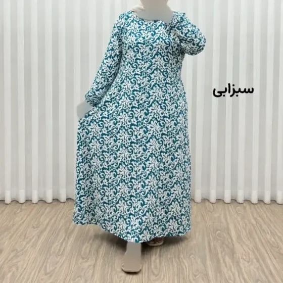 پیراهن ساحلی زنانه نخی فری سایز مناسب تا 48 کمربنددار