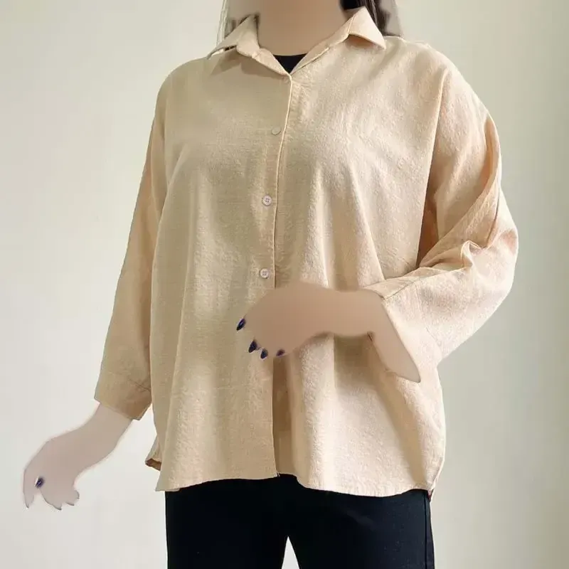 شومیز لینن خفاشی زنانه قد 67 سانت دور سینه 144 سانت کد 1365 - تصویر 5