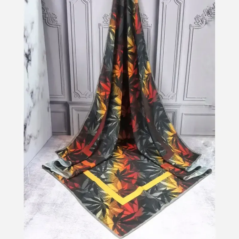 روسری نخ کاستوم طرح گلمهر قواره 140 سانتی متر چرخ دوز مزونی - تصویر 4