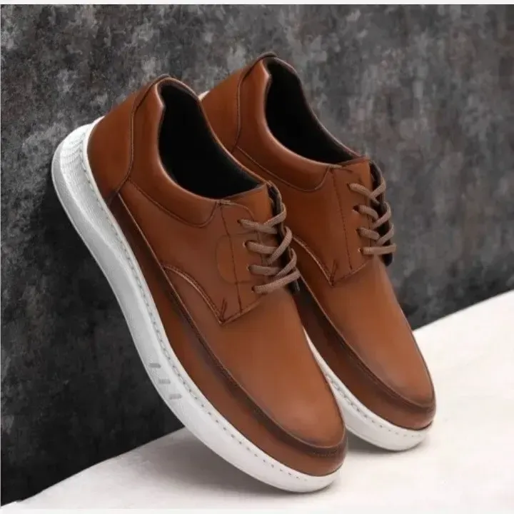 کفش مردانه مجلسی چرم مصنوعی رنگ عسلی - تصویر 7