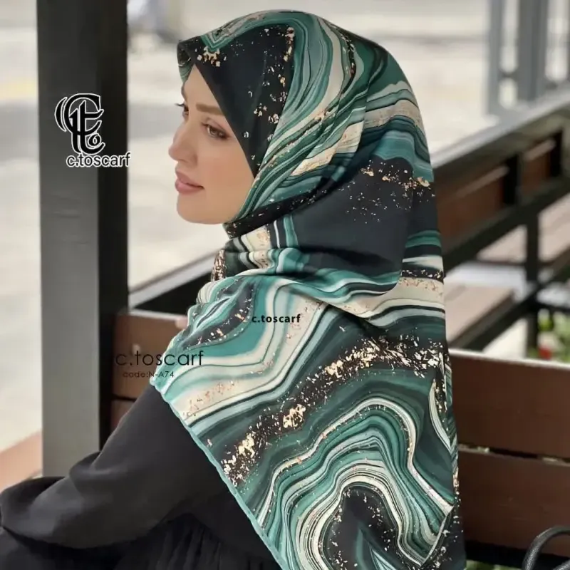 روسری نخی کاستوم طرح رزین سیتو قواره بزرگ 140سانت شیک و خوش ایست - تصویر 7
