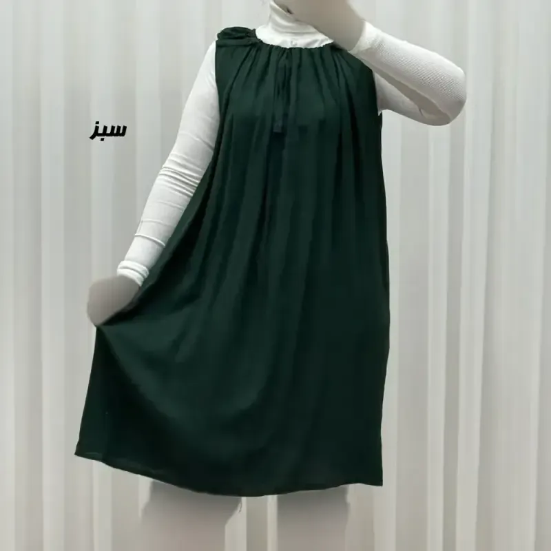 سارافون نخی زنانه کوتاه ساده فری سایز مناسب تا سایز 52 - تصویر 10