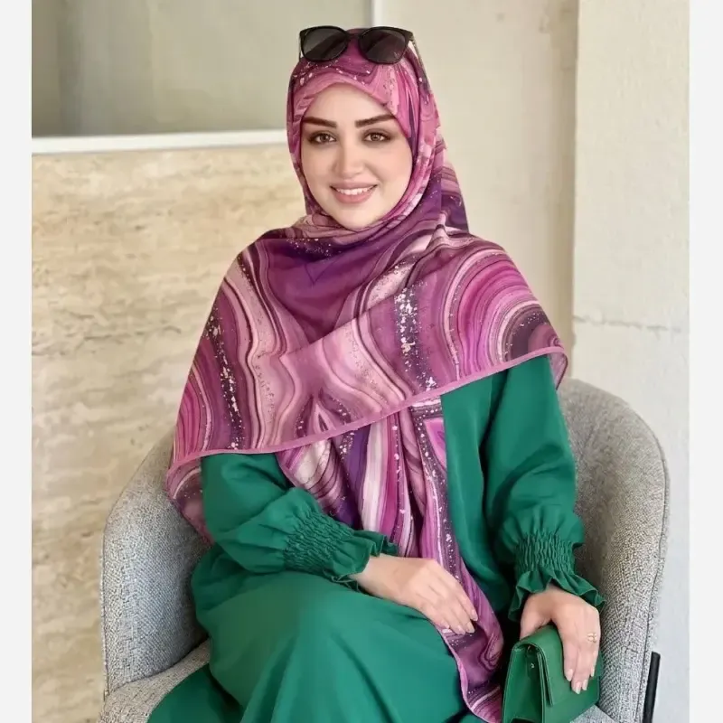 روسری نخی کاستوم طرح رزین سیتو قواره بزرگ 140سانت شیک و خوش ایست - تصویر 3