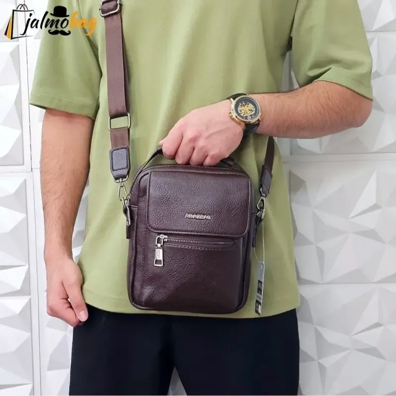 کیف دستی دوشی چرم خارجی ضد خش مدل ورزشی جیبی - تصویر 7