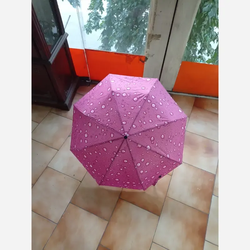 چتر اتومات زنانه طرح قطره ای ضد باد فول اتوماتیک 8 فنره - تصویر 5