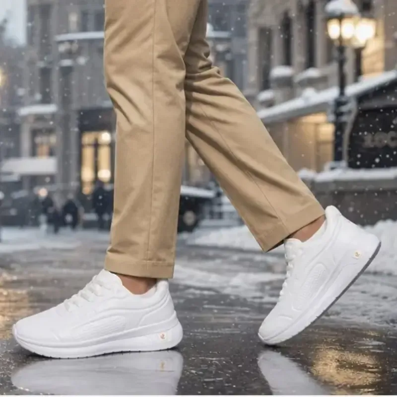 کتانی مردانه اکو چرم مصنوعی سفید پیاده روی روزمره - تصویر 7